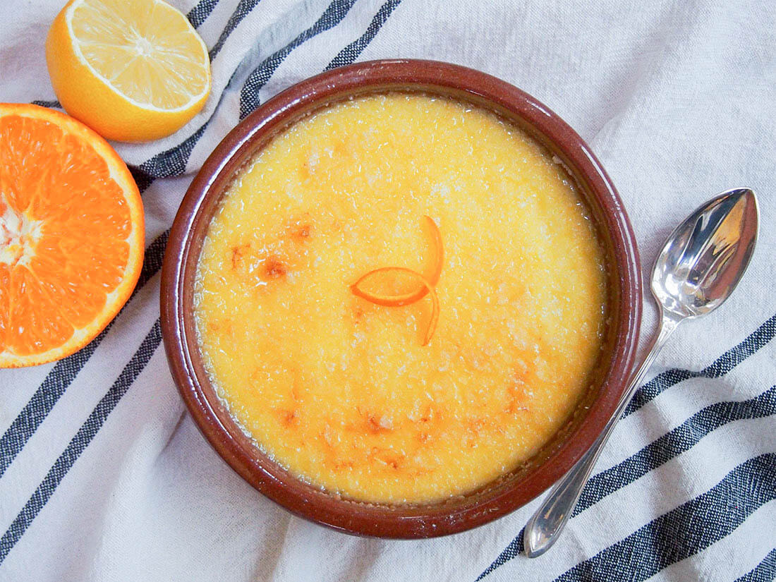 crema Catalana, a delicious Spanish dessert similar to creme brulee crema Catalana from overhead