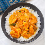bowl of Malabar prawn curry shrimp from overhead