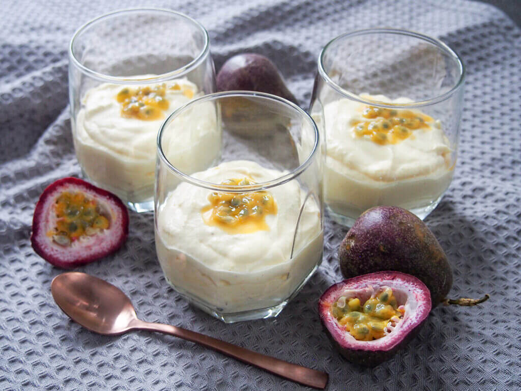 This Brazilian passion fruit mousse (mousse de maracuja) is an easy three ingredient dessert that's creamy, gently fruity and aromatically delicious. passion fruit mousse (mousse de maracuja) in serving glasses
