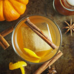 glass of pumpkin spice old fashioned from overhead.